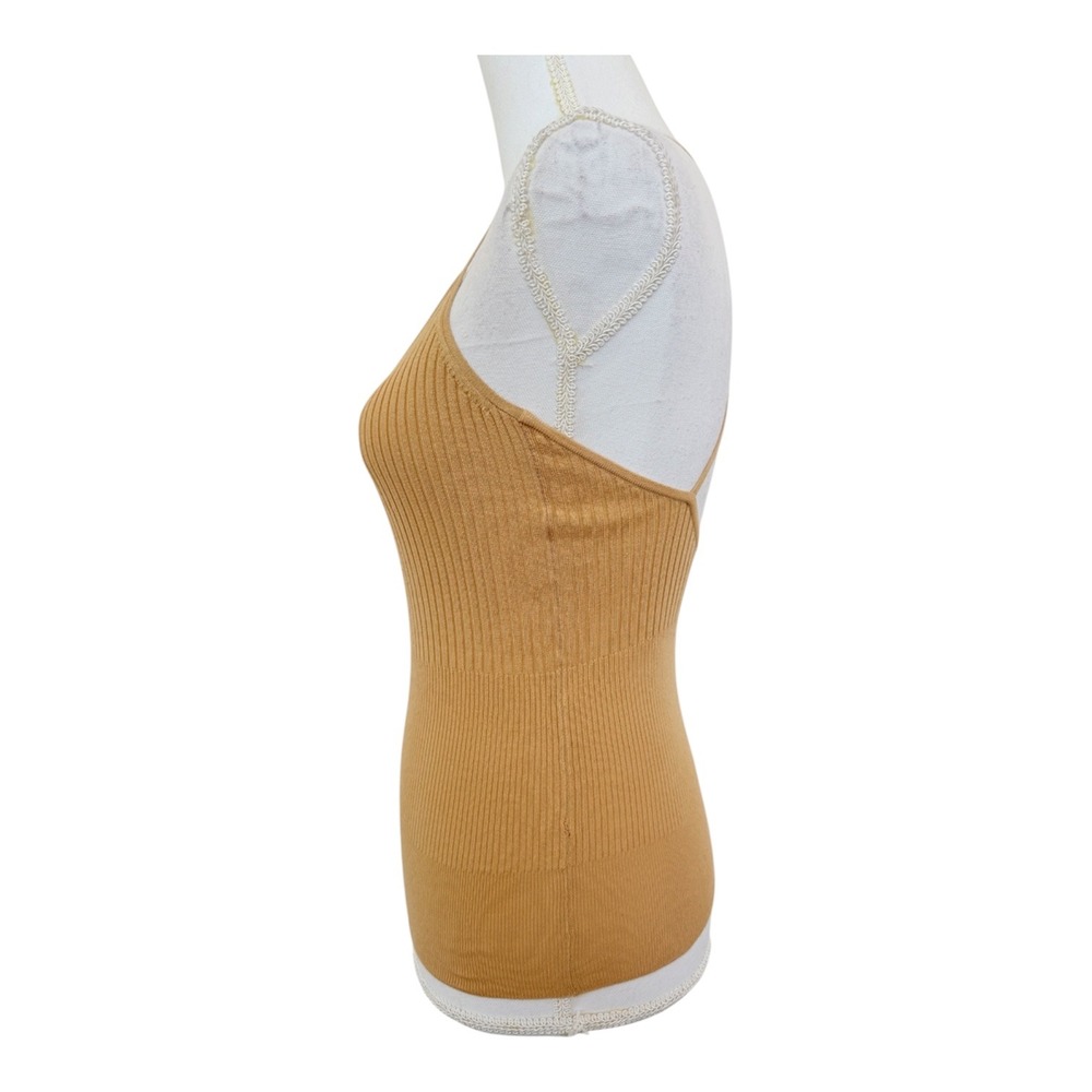 Max Studio Camisole Women S Tan Silk Cashmere Ribbed Cross Back Tank - Picture 4 of 8